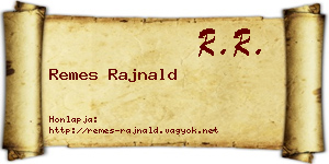 Remes Rajnald névjegykártya